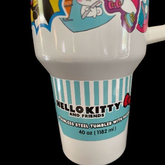 Hello Kitty Sanrio 40oz Tumbler w/ Handle & Straw Sticker Collage Design - Picture 13 of 15